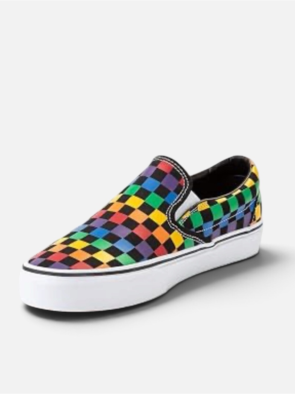 NWT VANS Classic Slip-On Sneakers Rainbow Checkered Women’s size 8